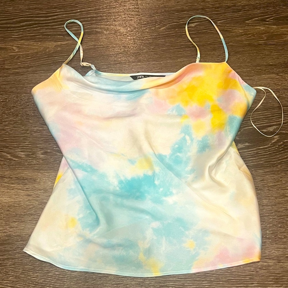 Satin cowl neck Zara tank top